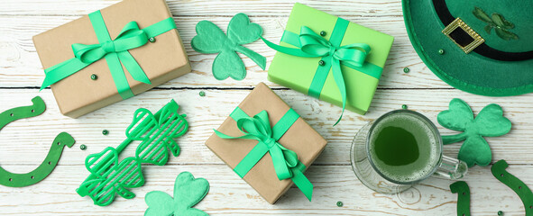 Different accessories for St.Patrick's Day, top view
