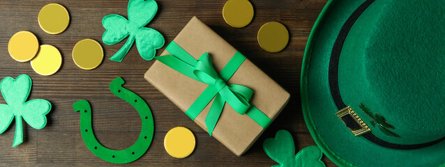 Different accessories for St.Patrick's Day, top view