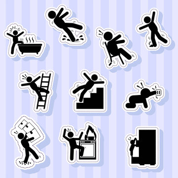 accident hazard stickers icons