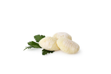 Raw potato gnocchi isolated on white background