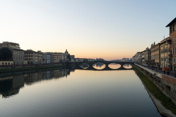 Fototapeta na wymiar Carraia bridge over the Arno river in Florence, Italy