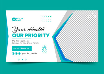 Medical Healthcare Clinic Youtube Thumbnail and Web Banner Design vector Premium Template