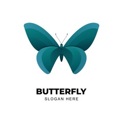 Vector Logo Illustration Butterfly Gradient Colorful Style.