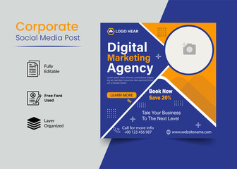 Obraz premium This is a new creative digital marketing social media post template design.