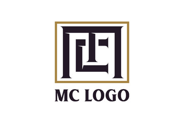 Square Initials Monogram CM MC logo design