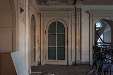 Fototapeta na wymiar Old haunted abandoned mansion in Poland
