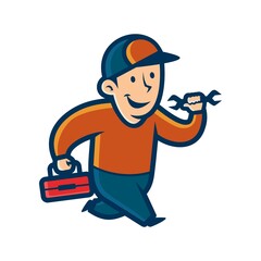 mascot handyman in vector