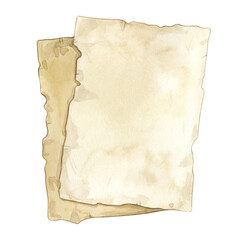 Watercolor illustration of old paper sheets isolated on white background.