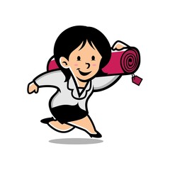 running woman with carpet