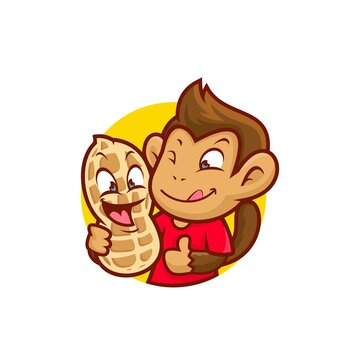happy monkey with nut