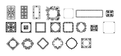 Obraz premium Chinese Square frame vector black and white 