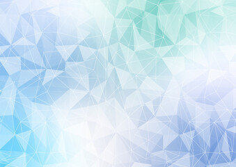 氷のような抽象的な幾何学模様と青・緑・紫系グラデーション背景素材