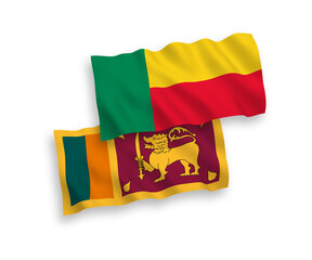 Fototapeta premium Flags of Sri Lanka and Benin on a white background