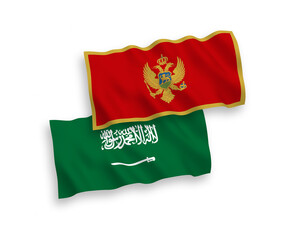 Flags of Saudi Arabia and Montenegro on a white background