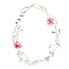 watercolor flower circle frame.