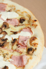 Pizza with mushrooms piece