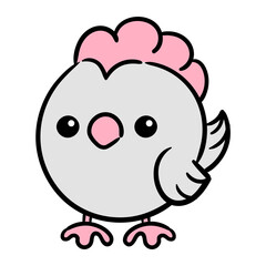 Cute chicken vector illustration. Drawing cartoon character.