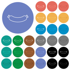 Sausage outline round flat multi colored icons