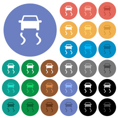 Slippery road dashboard indicator round flat multi colored icons