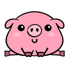 Funny pigs vector illustration. Cute farm animal character.