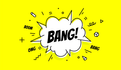 Banner Bang. Banner, speech bubble, poster and sticker concept, geometric style with text Bang. Explosion design, message speech bubble bang for banner, poster, web. Vector Illustration