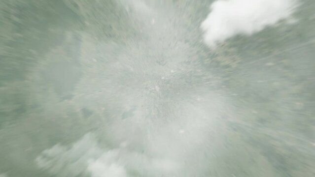 Earth zoom in from outer space to city. Zooming on Chapeco, Brazil. The animation continues by zoom out through clouds and atmosphere into space. View of the Earth at night. Images from NASA. 4K