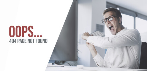 Error 404 page not found message on the computer