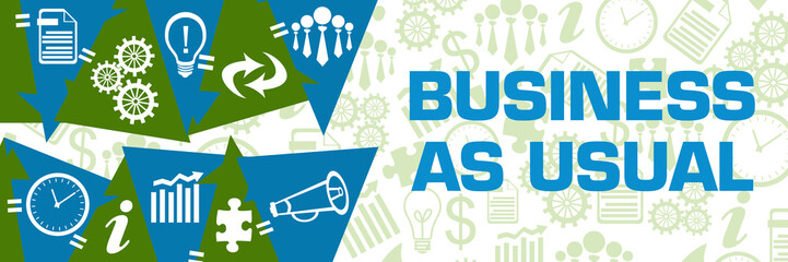 Business As Usual Green Blue Triangles Business Symbols Horizontal 