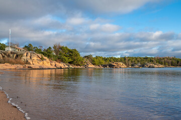 Obraz premium View of the rocky coast and sea, Hanko, Finland