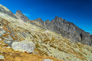 Vysoke Tatry mountains above Velka Studena dolina valley with Priecne sedlo, Prostredny hrot and few other peaks © honza28683