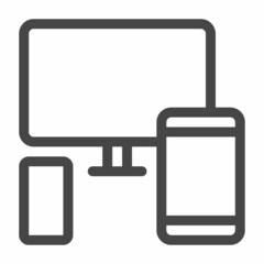 Responsive web design icon in line style isolated on white background. Computer screen, smartphone, tablet.