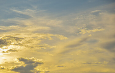Sky background with cloud. Nature abstract,Yellow sky with some clouds Gives a feeling of bright, open, and airy