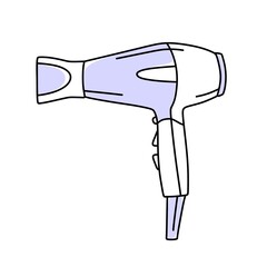 Hair care products. Hair dryer. In very peri color Vector illustration in doodle style.