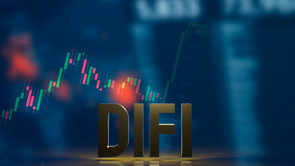 The gold defi text on business background concept 3d rendering
