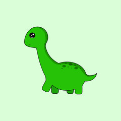 Obraz premium Cute green cartoon dragon isolated. Vector illustration