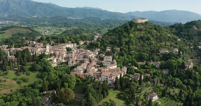 View of Asolo from above. One of the most beautiful medieval villages in Italy.