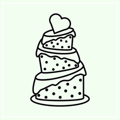 heart cake, food simple line icon