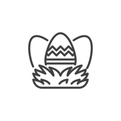 Easter eggs in the nest line icon