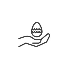 Hand with Easter egg line icon