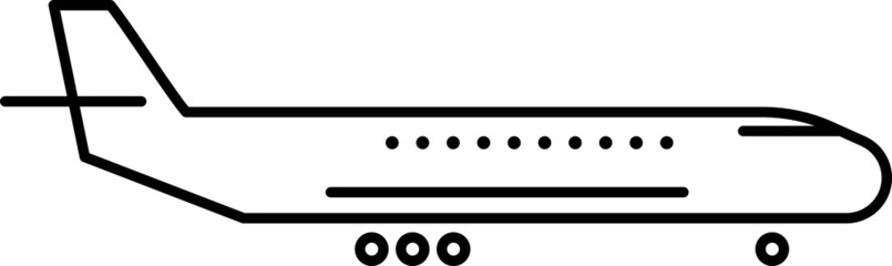 Airplane silhouette. Flight path line. Airplane icon.