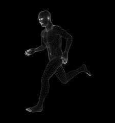 Fototapeta na wymiar Hologram Human running. Medical and Technology Concept