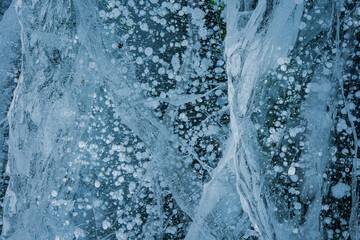 Lake Baikal in winter, snowy winter on the lake, landscape, deep lake in winter, Russia in winter