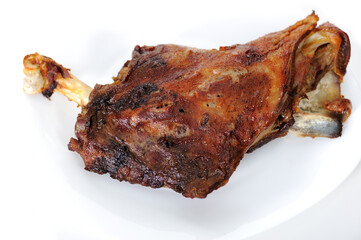 Grilled nice meat shoulder on big plate 
