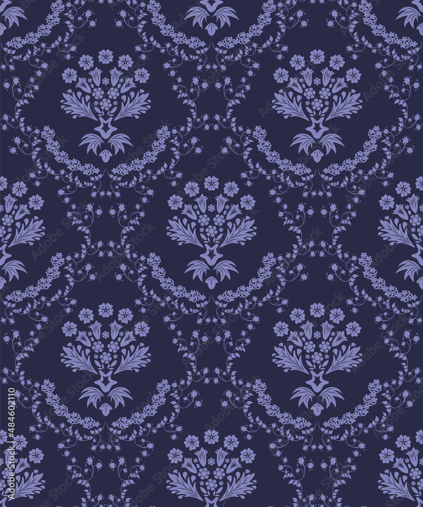 Wall mural damask seamless pattern