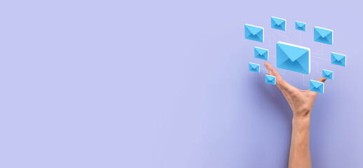 Email marketing and newsletter concept.Contact us by newsletter email and protect your personal...