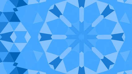 Abstract kaleidoscope background in shades of pale blue