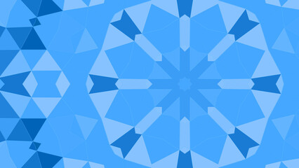 Abstract kaleidoscope background in shades of pale blue