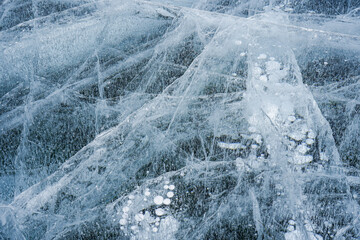 Lake Baikal in winter, snowy winter on the lake, landscape, deep lake in winter, Russia in winter