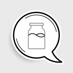 Line Closed glass bottle with milk icon isolated on grey background. Colorful outline concept. Vector