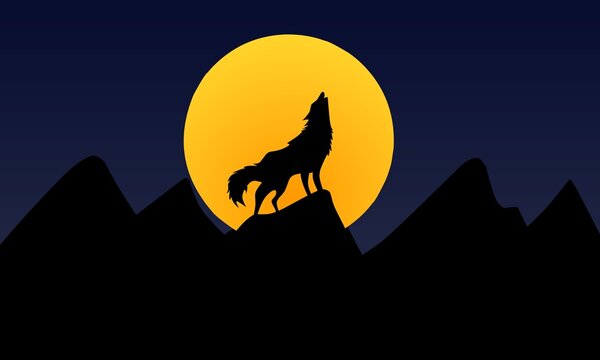 wolf howling at the moon